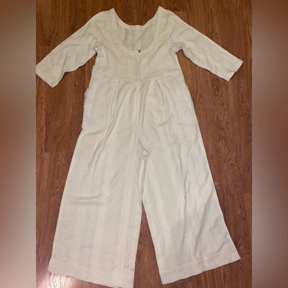Free People Cream Wide-Leg Jumpsuit - Picture 3 of 4